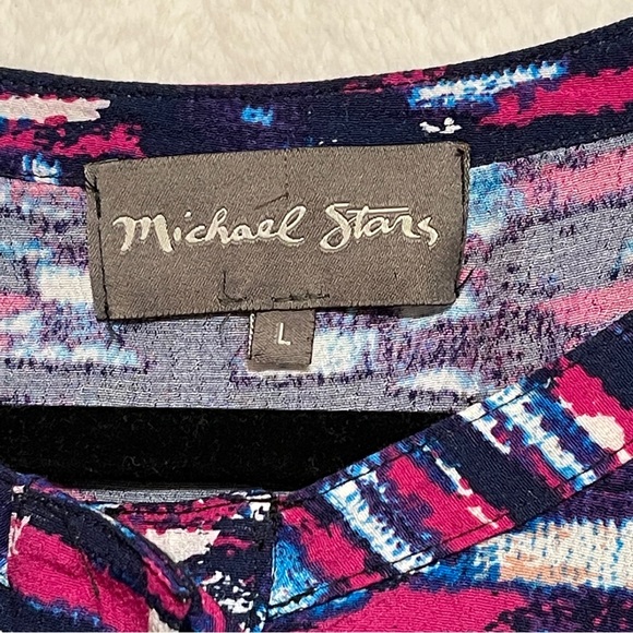 Michael Stars Barcelona Crepe Print Colorful Abstract Shirt Dress Large - Picture 5 of 9